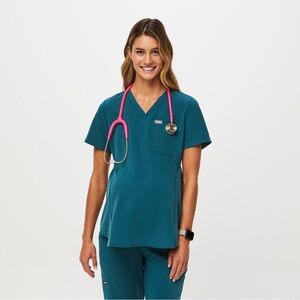 NWT FIGS Women's Caribbean Blue Octavia Maternity - Scrub Top